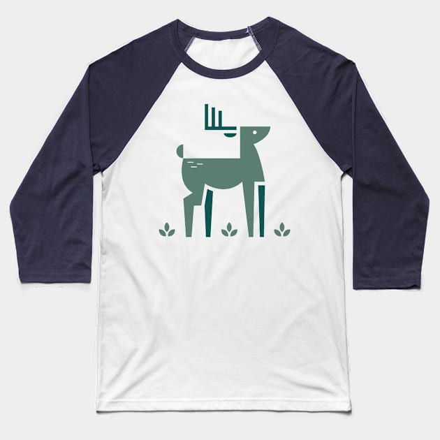 Blue deer Baseball T-Shirt by Léo Alexandre